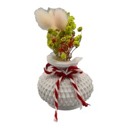 Figurina din ipsos, cu flori uscate, model jumatate vaza, 5.0 x 5.5 cm